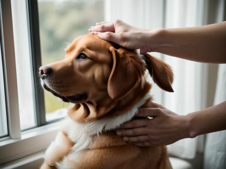 Técnica de masaje en la base de la oreja de un perro, parte de la formación en auxiliar veterinaria